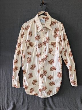 MWG Floral Print Pearl Snap Vintage Western Shirt - Men's Size M